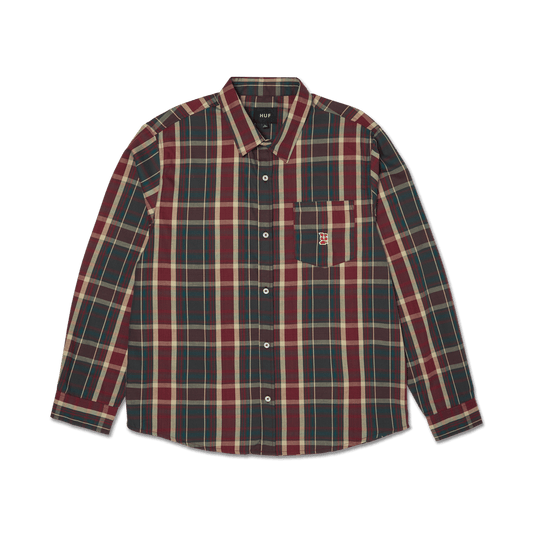Huf Megablast Plaid Long Sleeve T-Shirt Deep Wine
