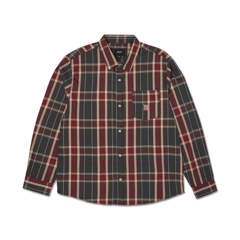 Huf Megablast Plaid Long Sleeve T-Shirt Deep Wine