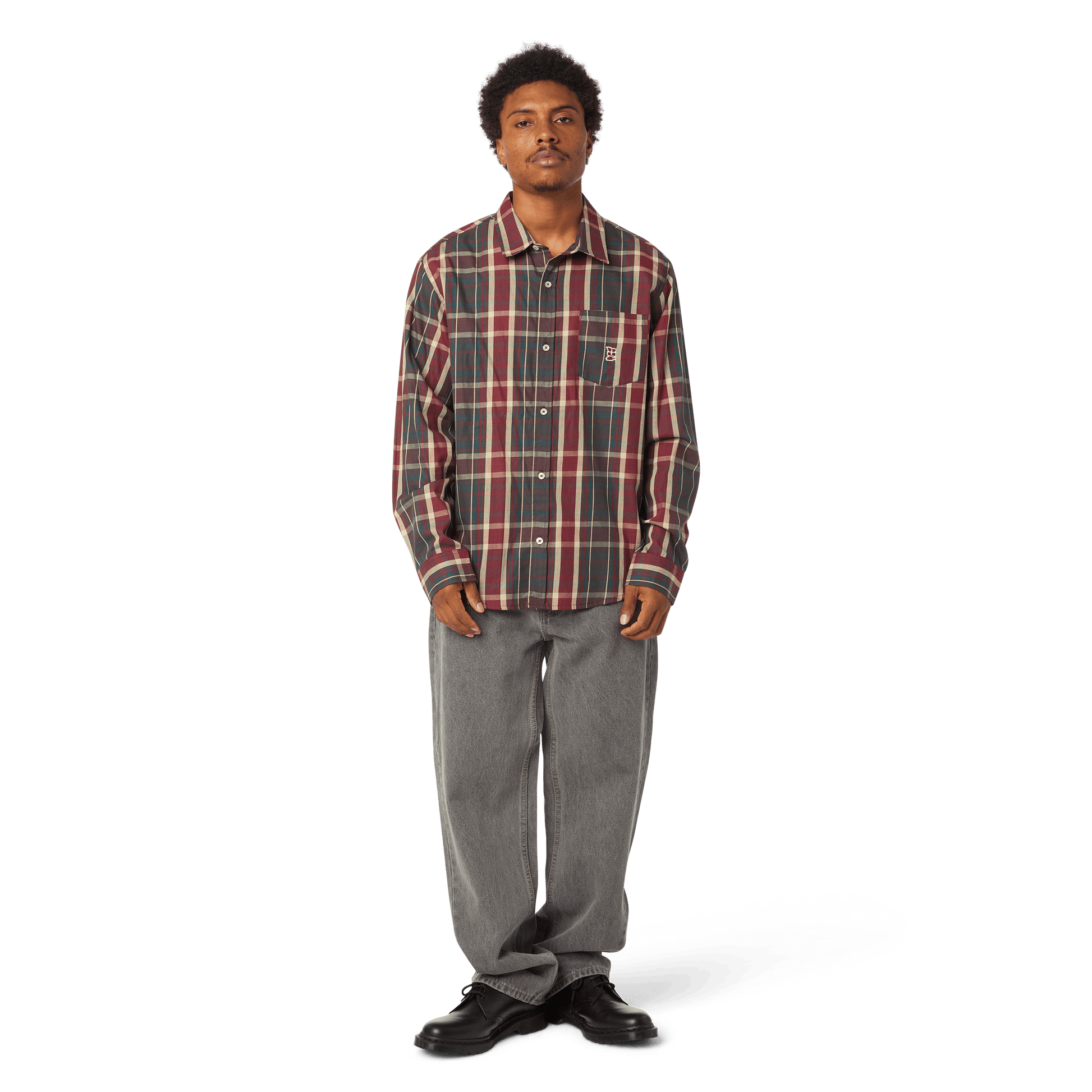 Huf Megablast Plaid Long Sleeve T-Shirt Deep Wine