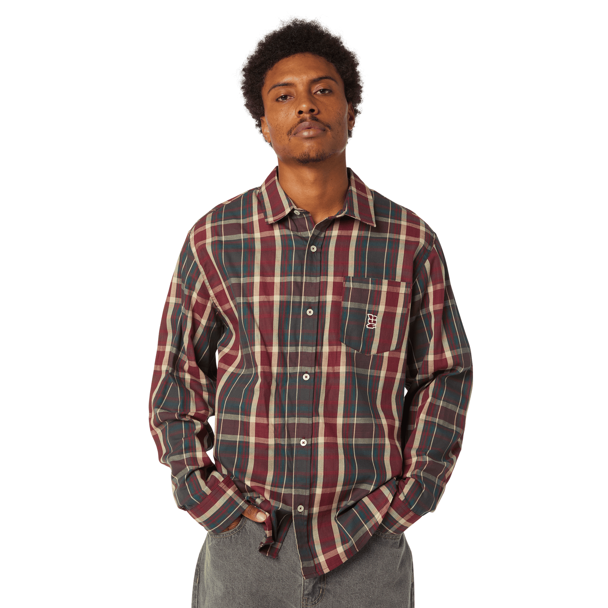 Huf Megablast Plaid Long Sleeve T-Shirt Deep Wine