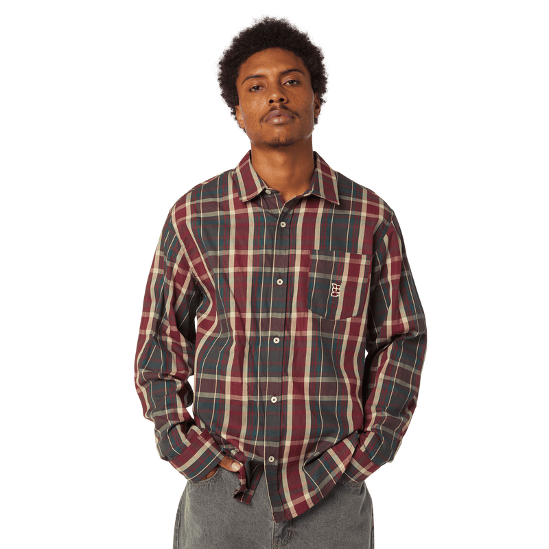 Huf Megablast Plaid Long Sleeve T-Shirt Deep Wine