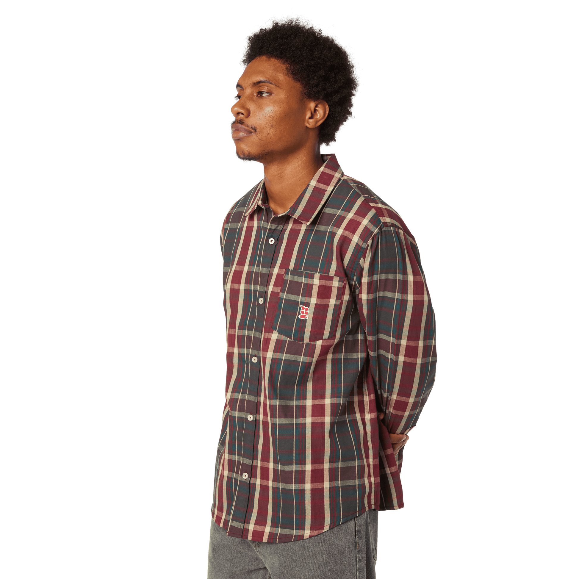 Huf Megablast Plaid Long Sleeve T-Shirt Deep Wine