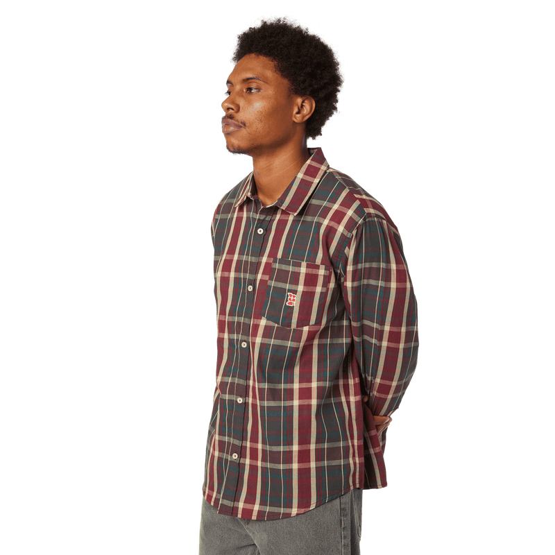 Huf Megablast Plaid Long Sleeve T-Shirt Deep Wine