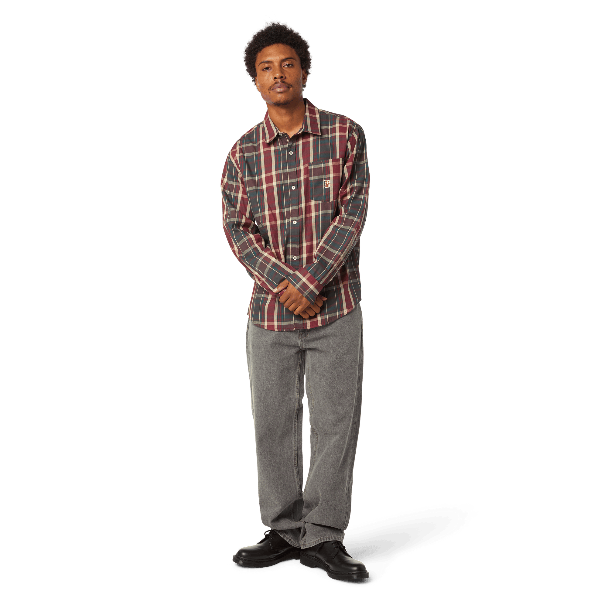 Huf Megablast Plaid Long Sleeve T-Shirt Deep Wine