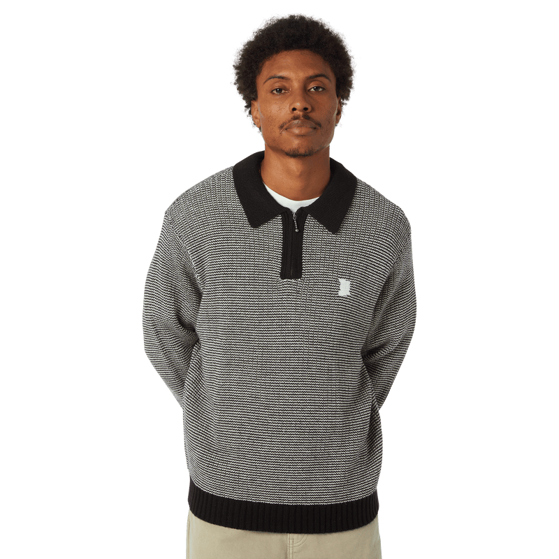 HUF Megablast Two Tone Waffle Sweater Black White