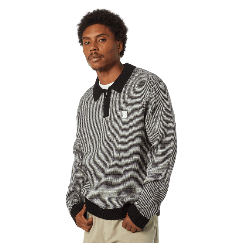 HUF Megablast Two Tone Waffle Sweater Black White