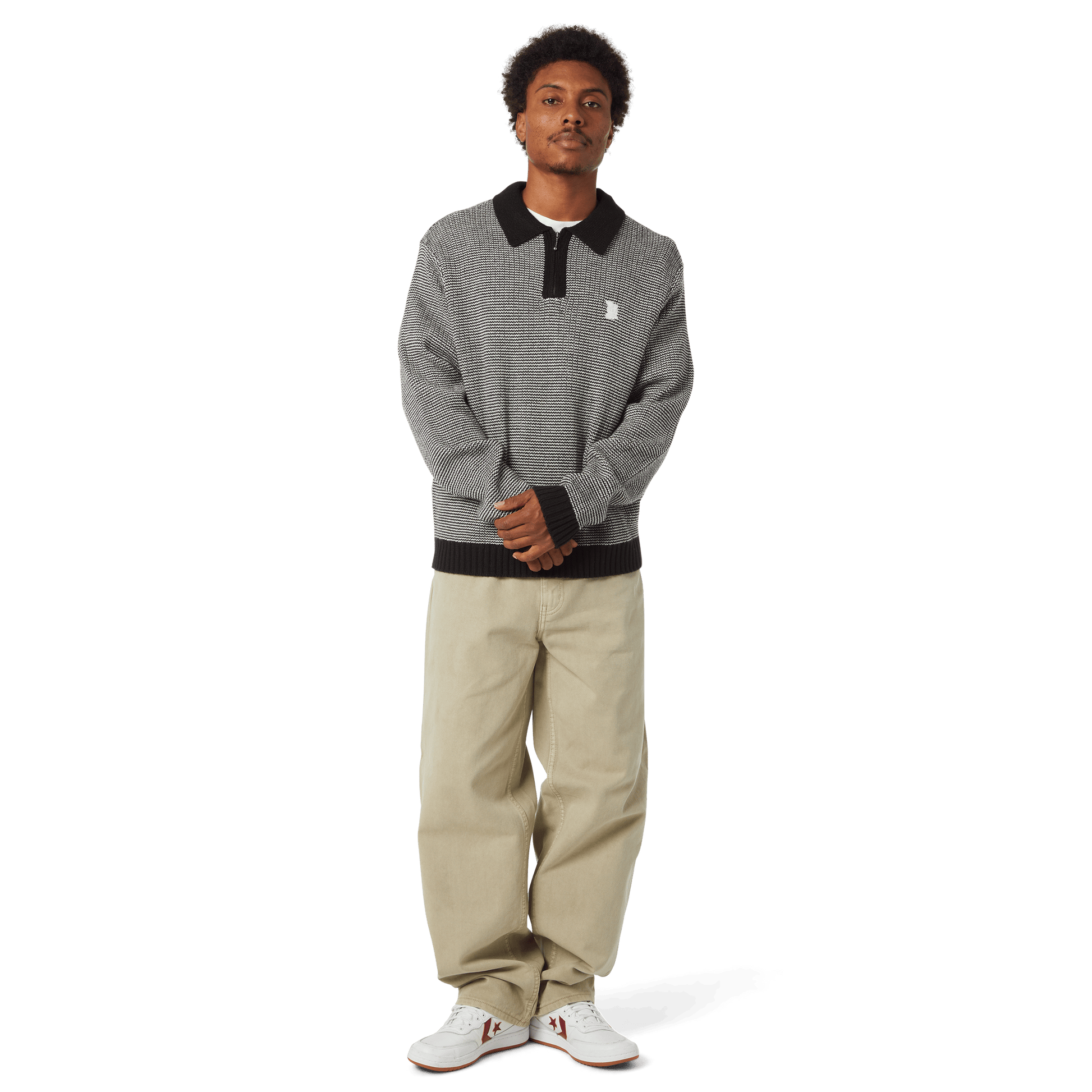 HUF Megablast Two Tone Waffle Sweater Black White