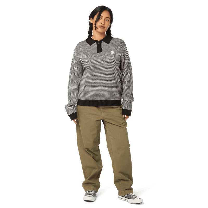 HUF Megablast Two Tone Waffle Sweater Black White