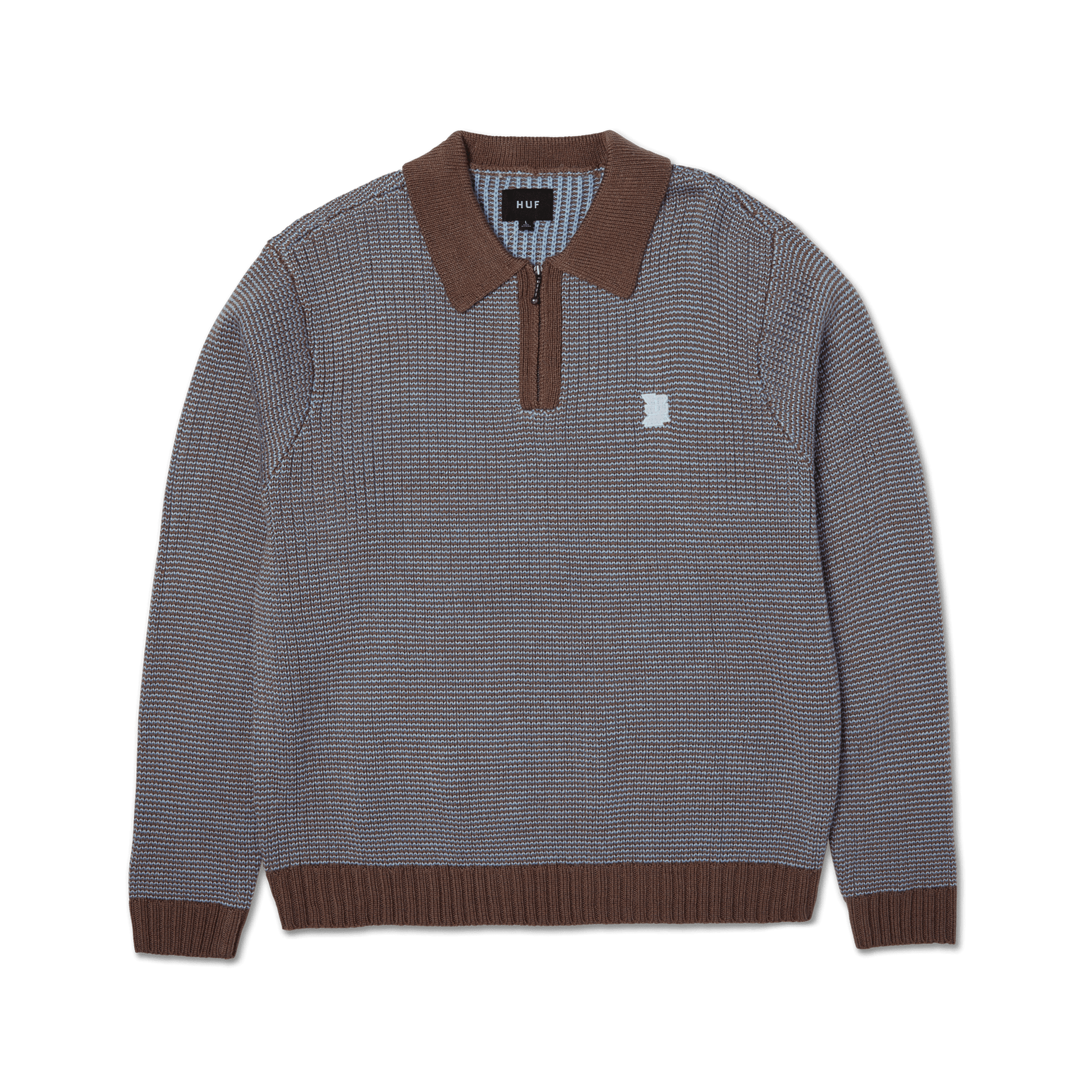 HUF Megablast Two Tone Waffle Sweater Washed Blue Moss