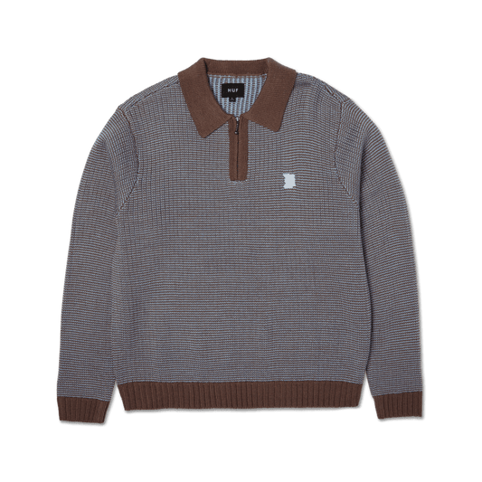 HUF Megablast Two Tone Waffle Sweater Washed Blue Moss