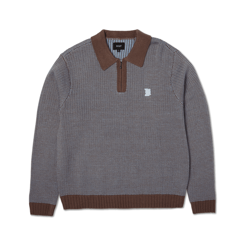 HUF Megablast Two Tone Waffle Sweater Washed Blue Moss