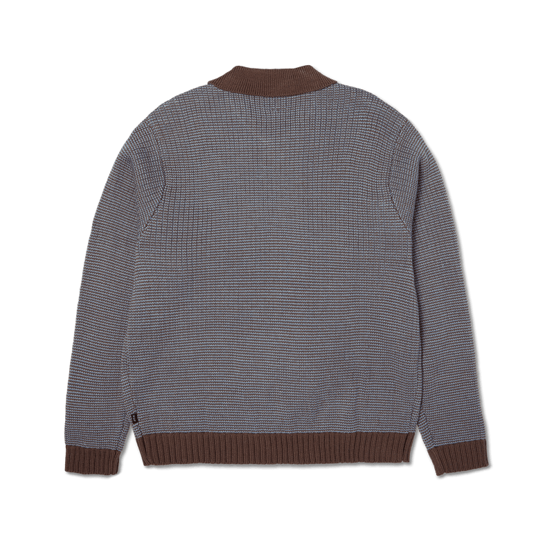 HUF Megablast Two Tone Waffle Sweater Washed Blue Moss