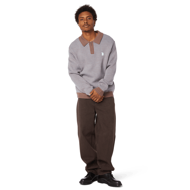 HUF Megablast Two Tone Waffle Sweater Washed Blue Moss
