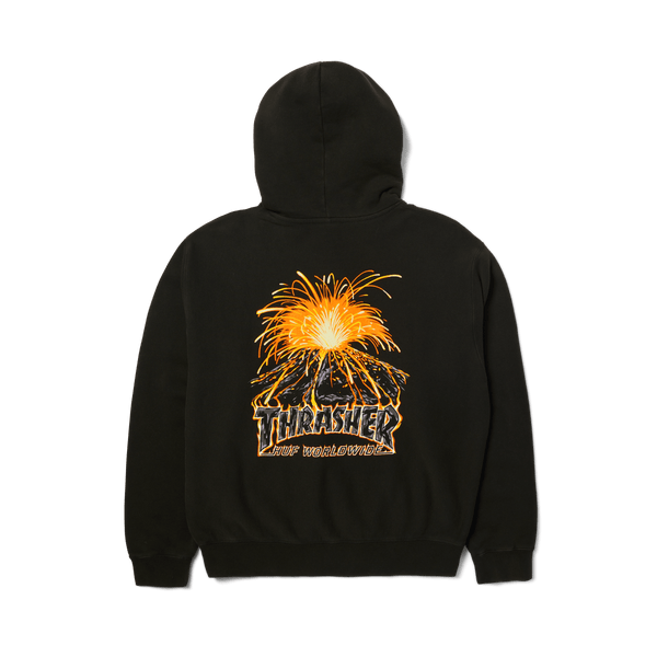HUF x Thrasher Meltdown Heavyweight Hoodie - Washed Black