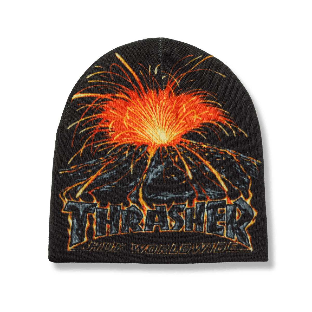 HUF x Thrasher Meltdown Reversible Beanie - Black