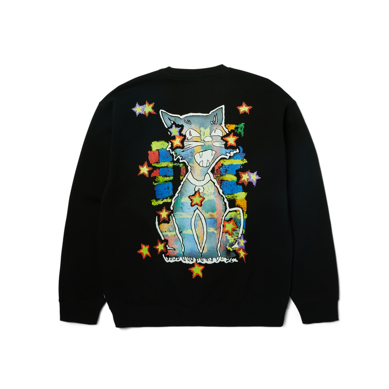 HUF Mia Star Cat Crewneck Sweatshirt Black
