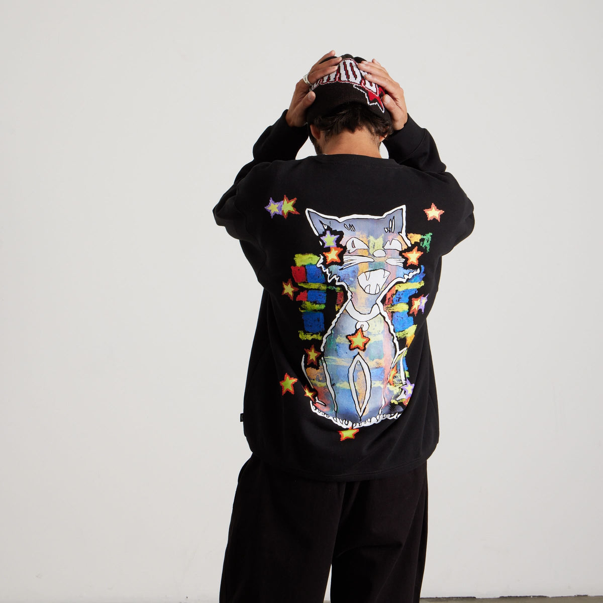 HUF Mia Star Cat Crewneck Sweatshirt Black