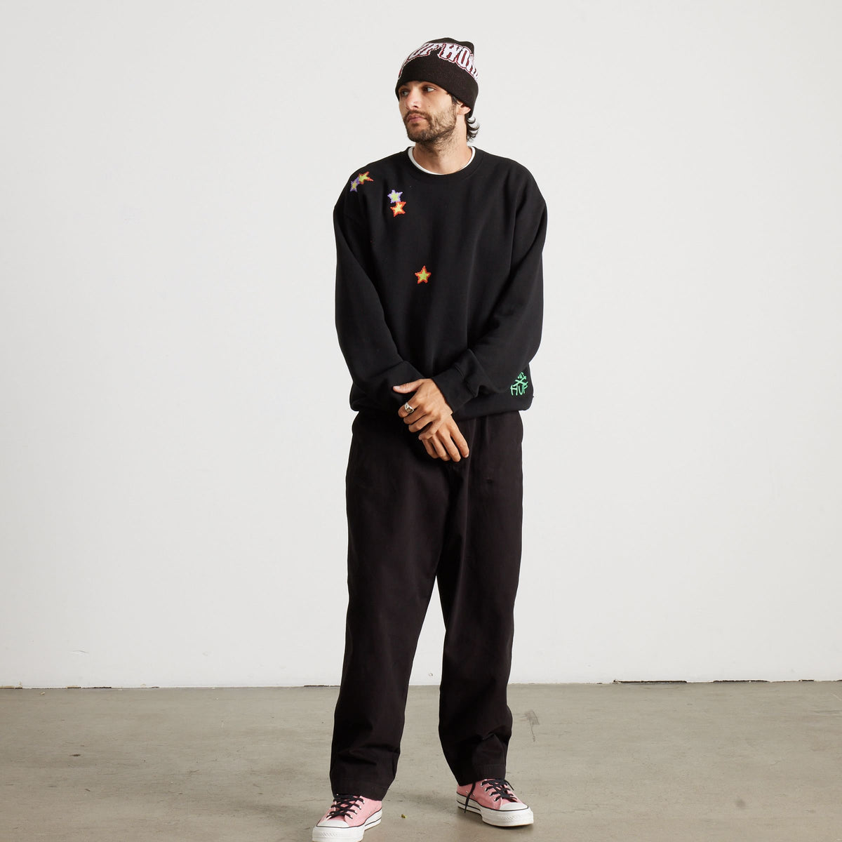 HUF Mia Star Cat Crewneck Sweatshirt Black