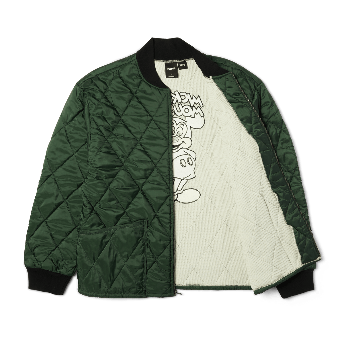 Disney Huf Mickey Quilted Work Jacket Jk00511 - Forest Green
