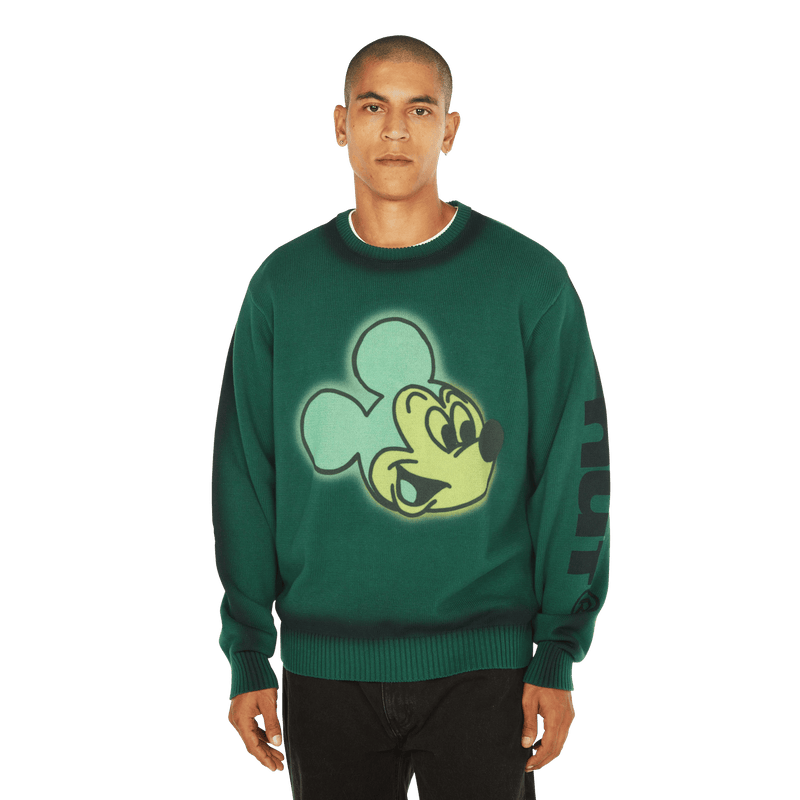 HUF Disney | HUF Mickey Spray Crewneck Sweatshirt Forest Green