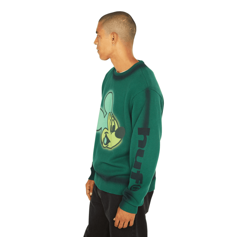 HUF Disney | HUF Mickey Spray Crewneck Sweatshirt Forest Green