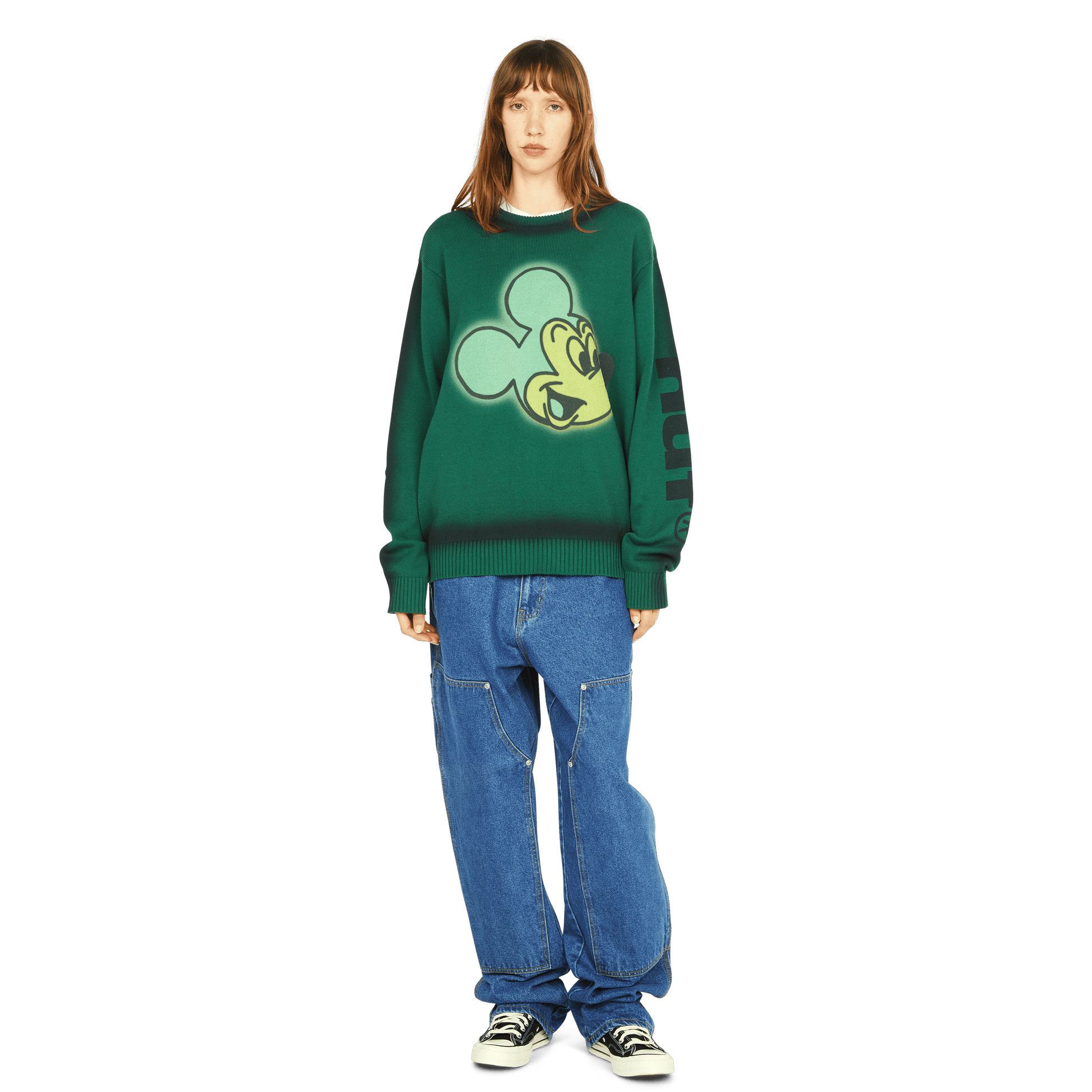 HUF Disney | HUF Mickey Spray Crewneck Sweatshirt Forest Green