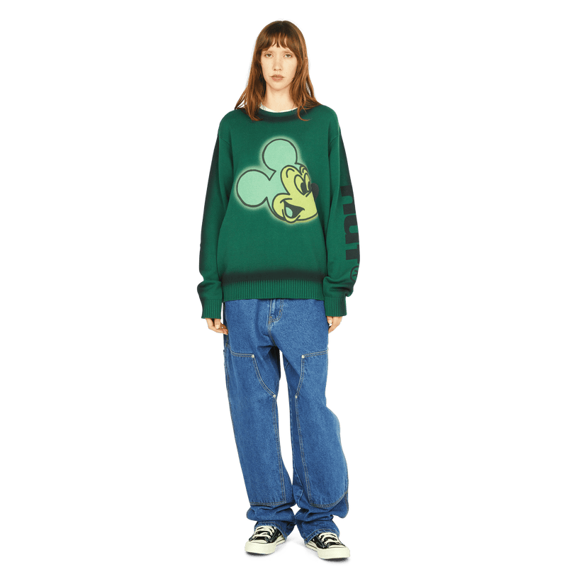 HUF Disney | HUF Mickey Spray Crewneck Sweatshirt Forest Green