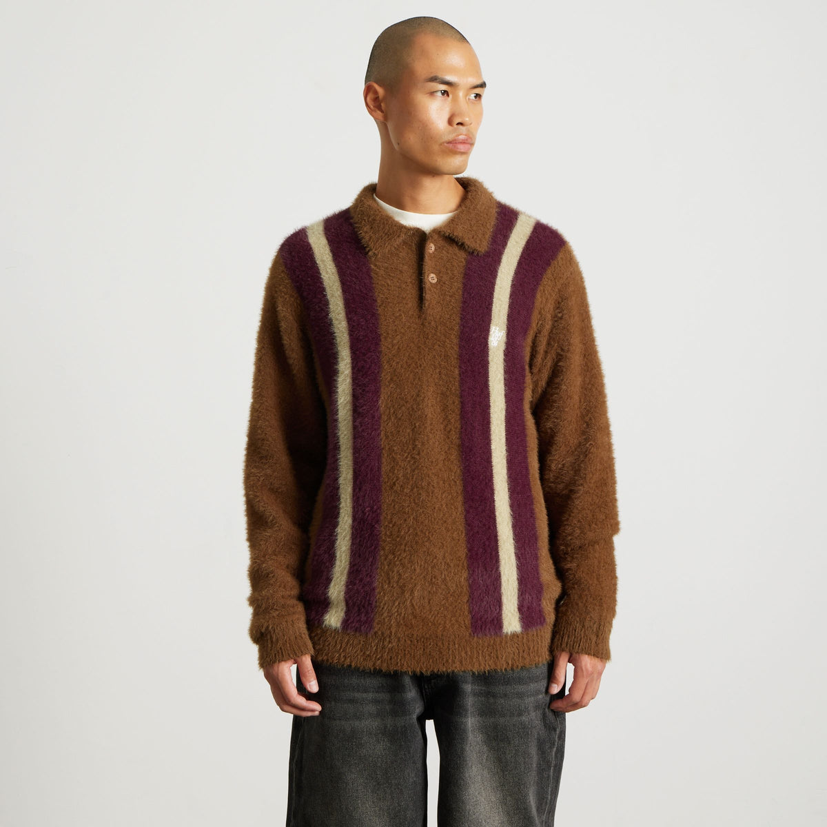 HUF Milton Mohair Polo Sweater Brown
