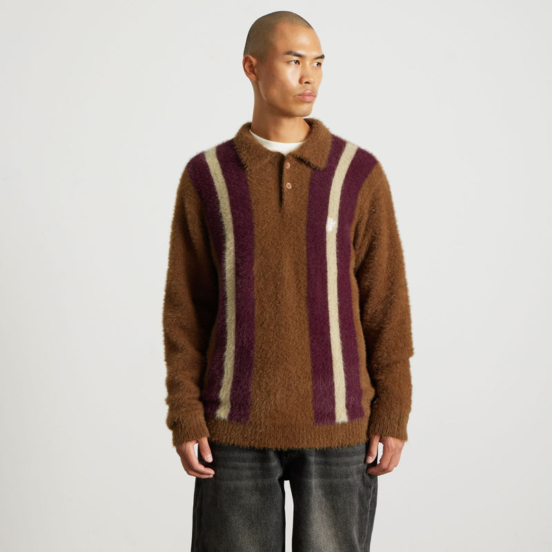 HUF Milton Mohair Polo Sweater Brown