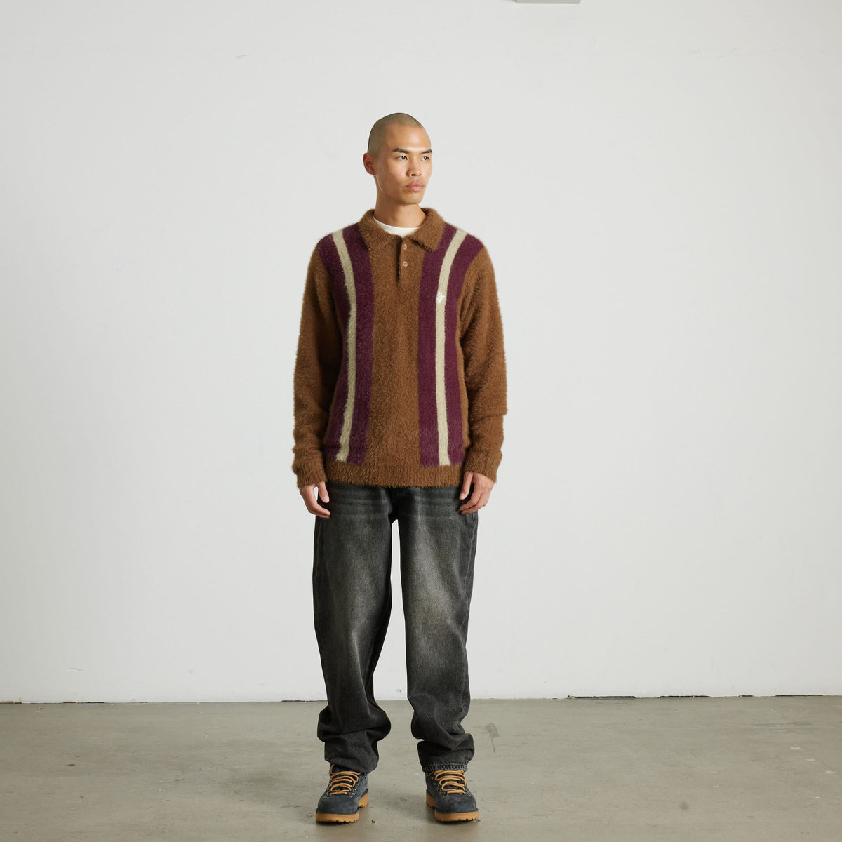 HUF Milton Mohair Polo Sweater Brown
