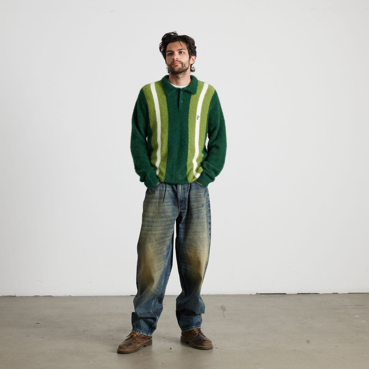 HUF Milton Mohair Polo Sweater Sycamore