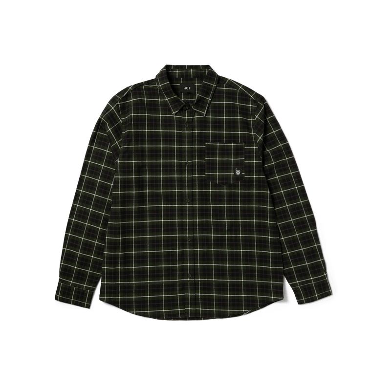 Huf Modal Long Sleeve T-Shirt Plaid Shirt Olive