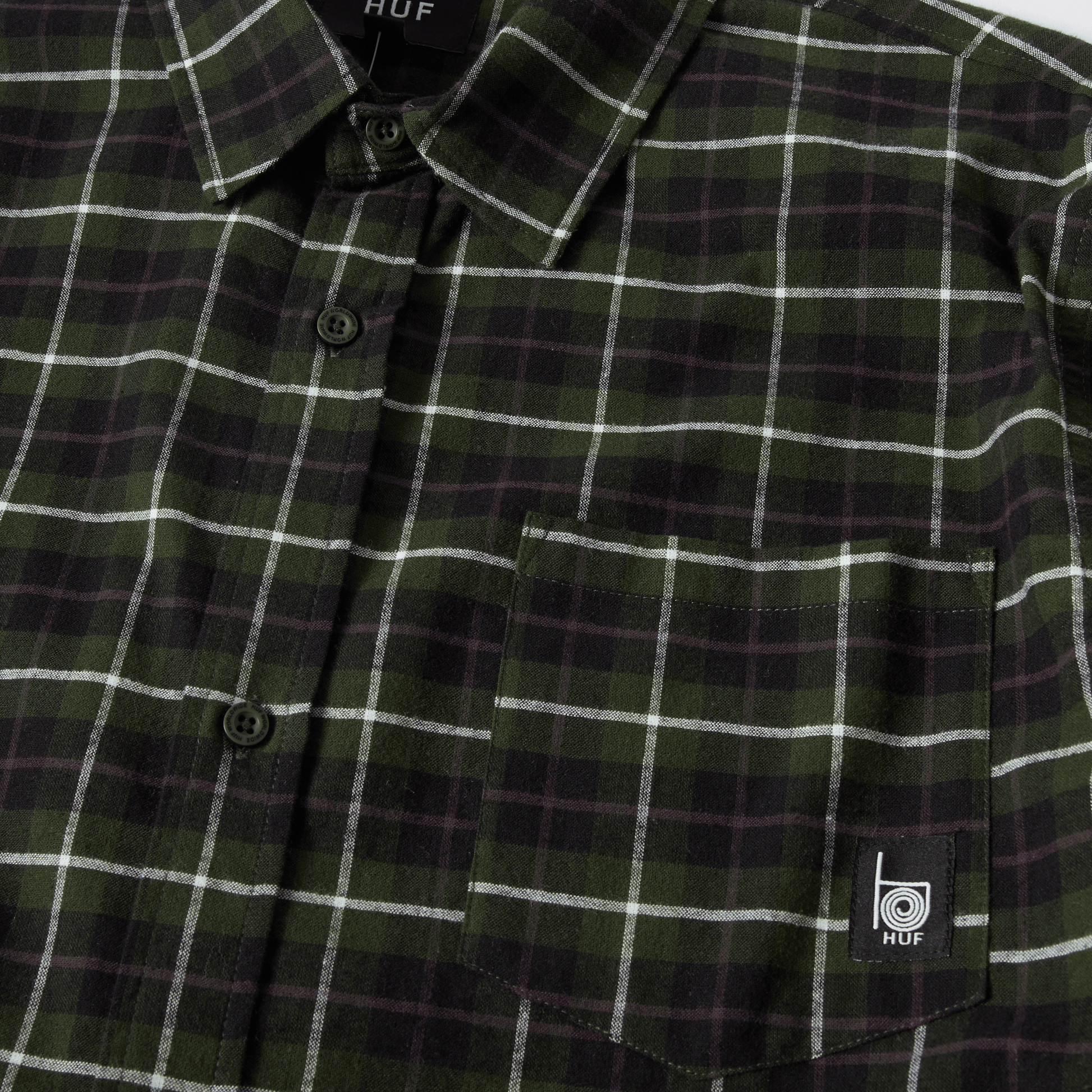 Huf Modal Long Sleeve T-Shirt Plaid Shirt Olive
