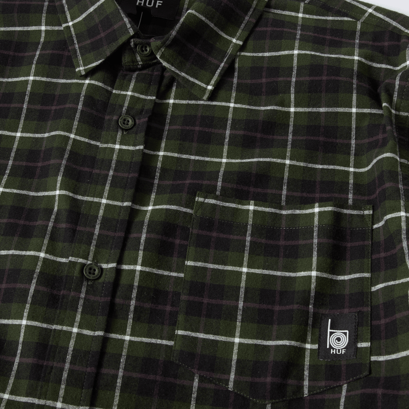 Huf Modal Long Sleeve T-Shirt Plaid Shirt Olive