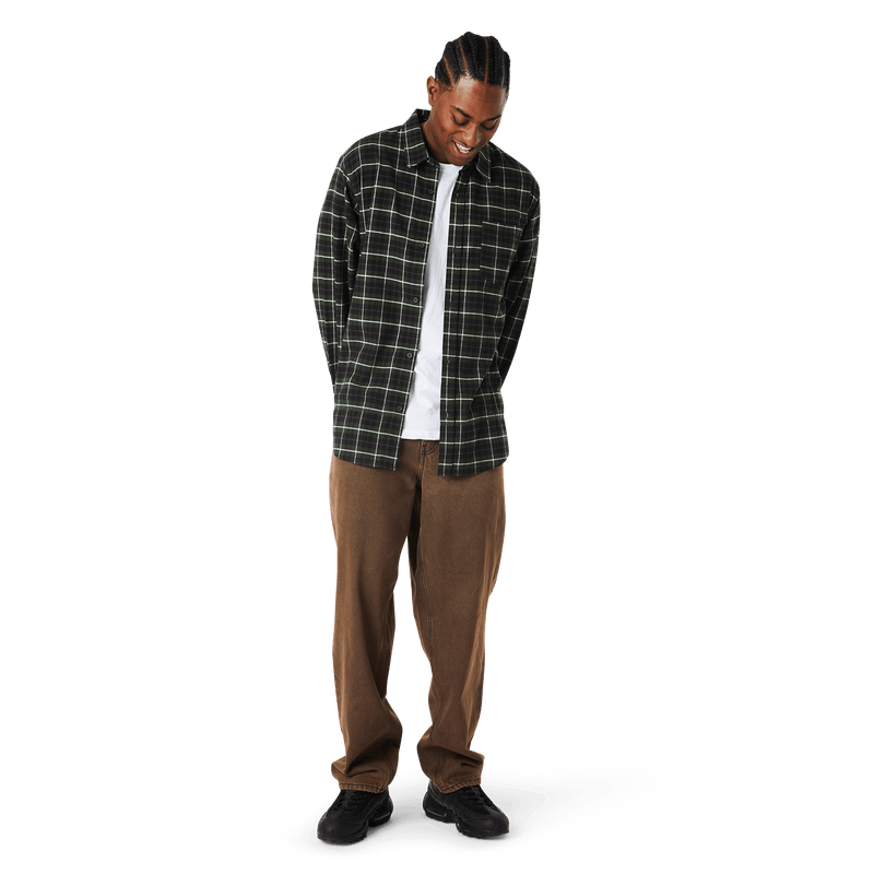 Huf Modal Long Sleeve T-Shirt Plaid Shirt Olive