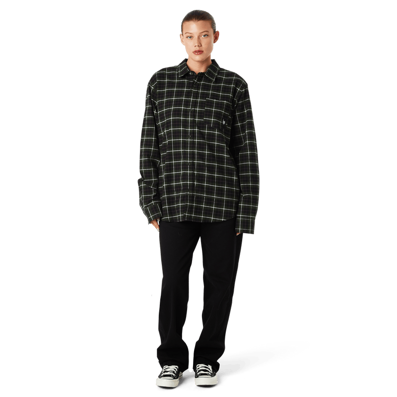 Huf Modal Long Sleeve T-Shirt Plaid Shirt Olive