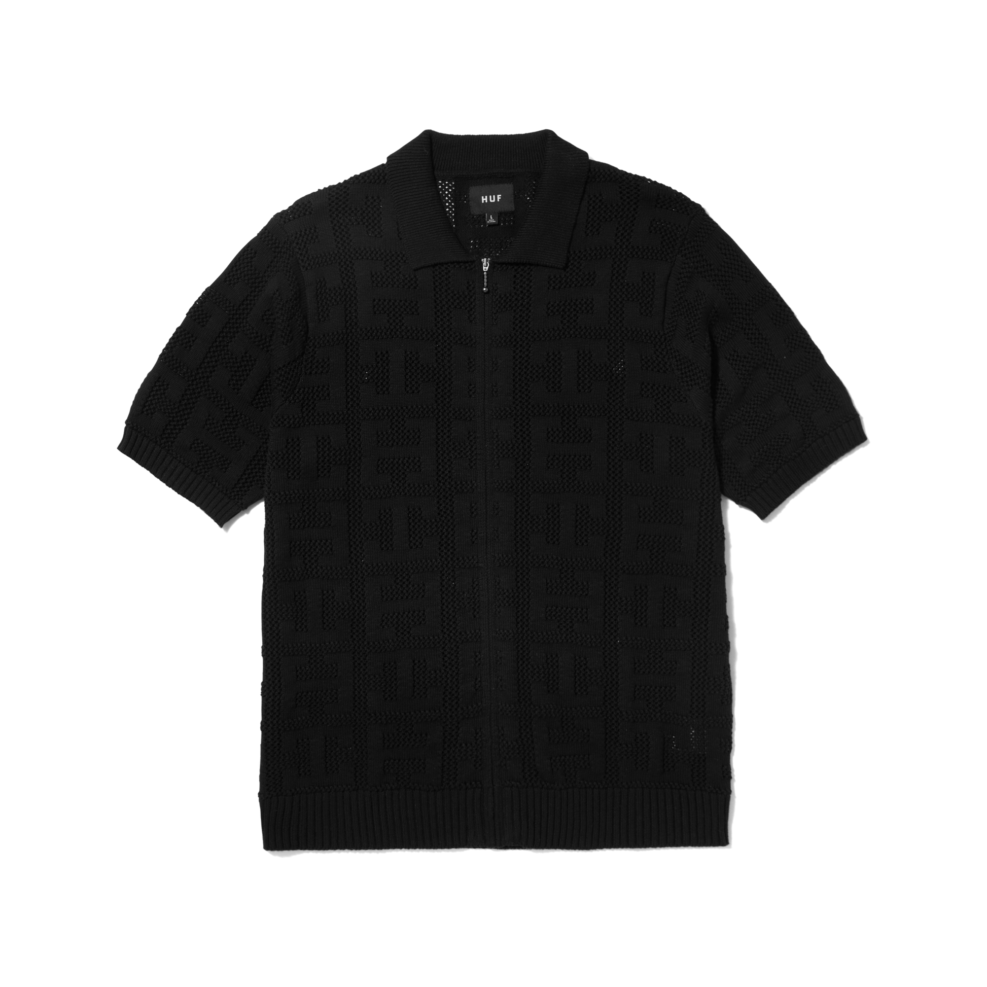 Huf Monogram Jacquard Zip Sweater Black