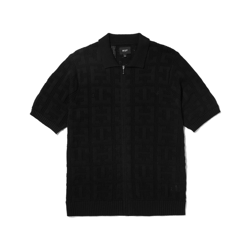 Huf Monogram Jacquard Zip Sweater Black