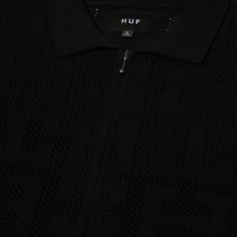 Huf Monogram Jacquard Zip Sweater Black