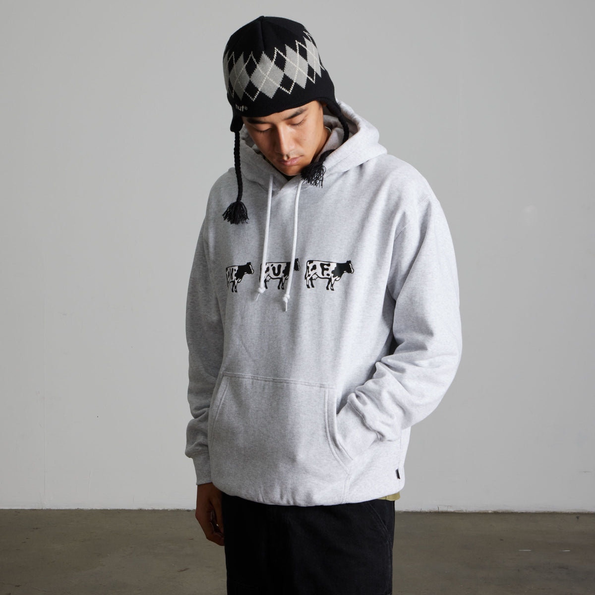 HUF Moo Pullover Hoodie Heather Grey