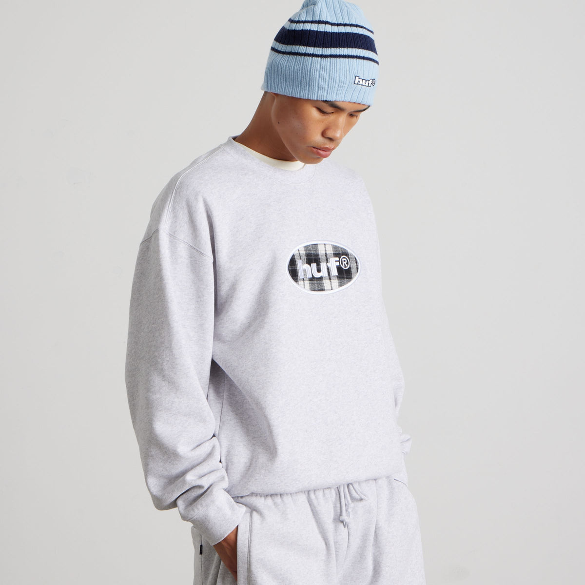 HUF Oval Applique Crewneck Sweatshirt Heather Grey