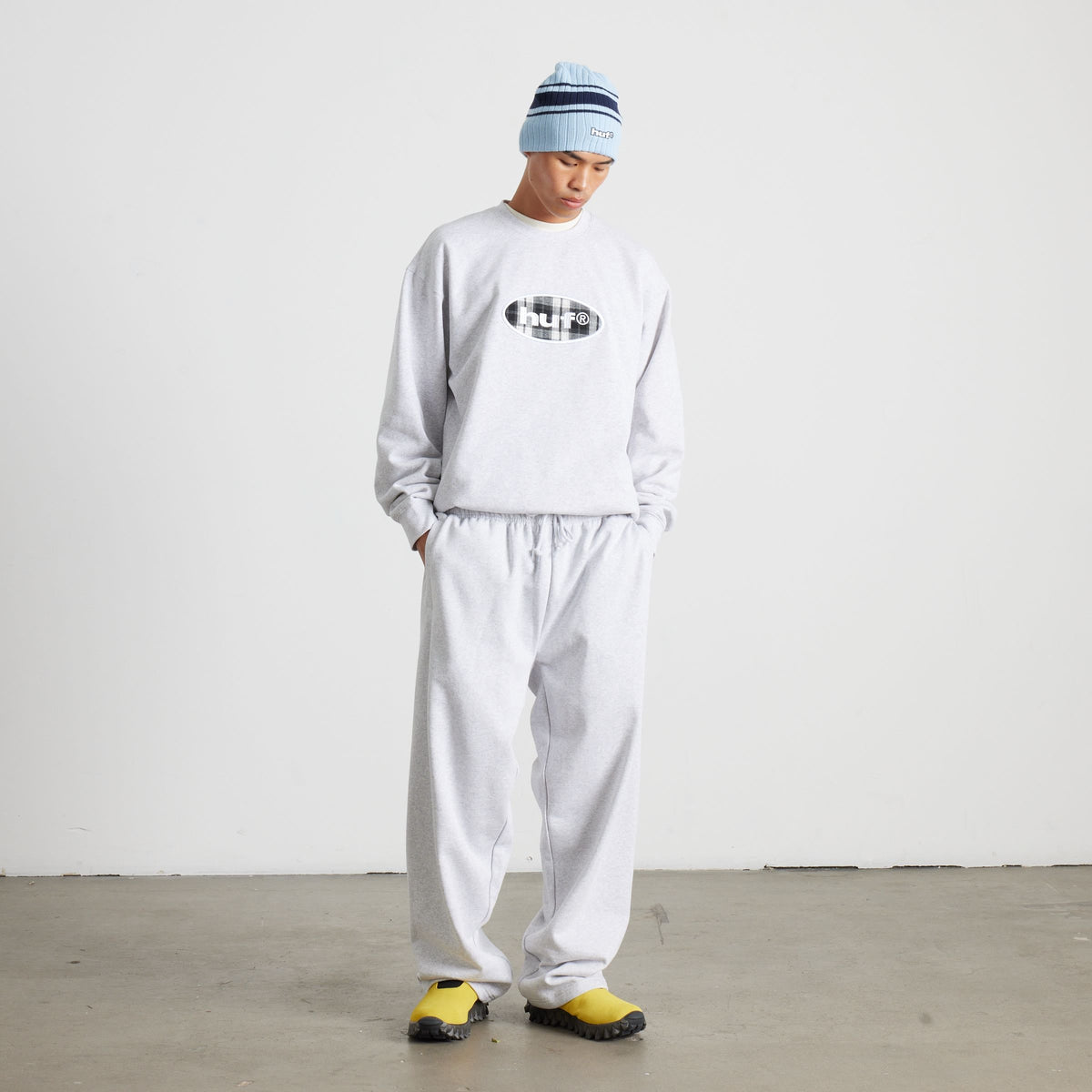 HUF Oval Applique Crewneck Sweatshirt Heather Grey