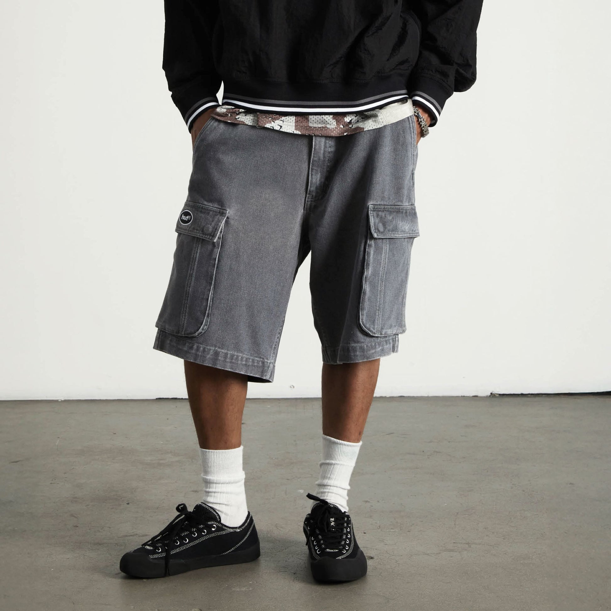 Huf Oval Denim Cargo Short Frost Gray
