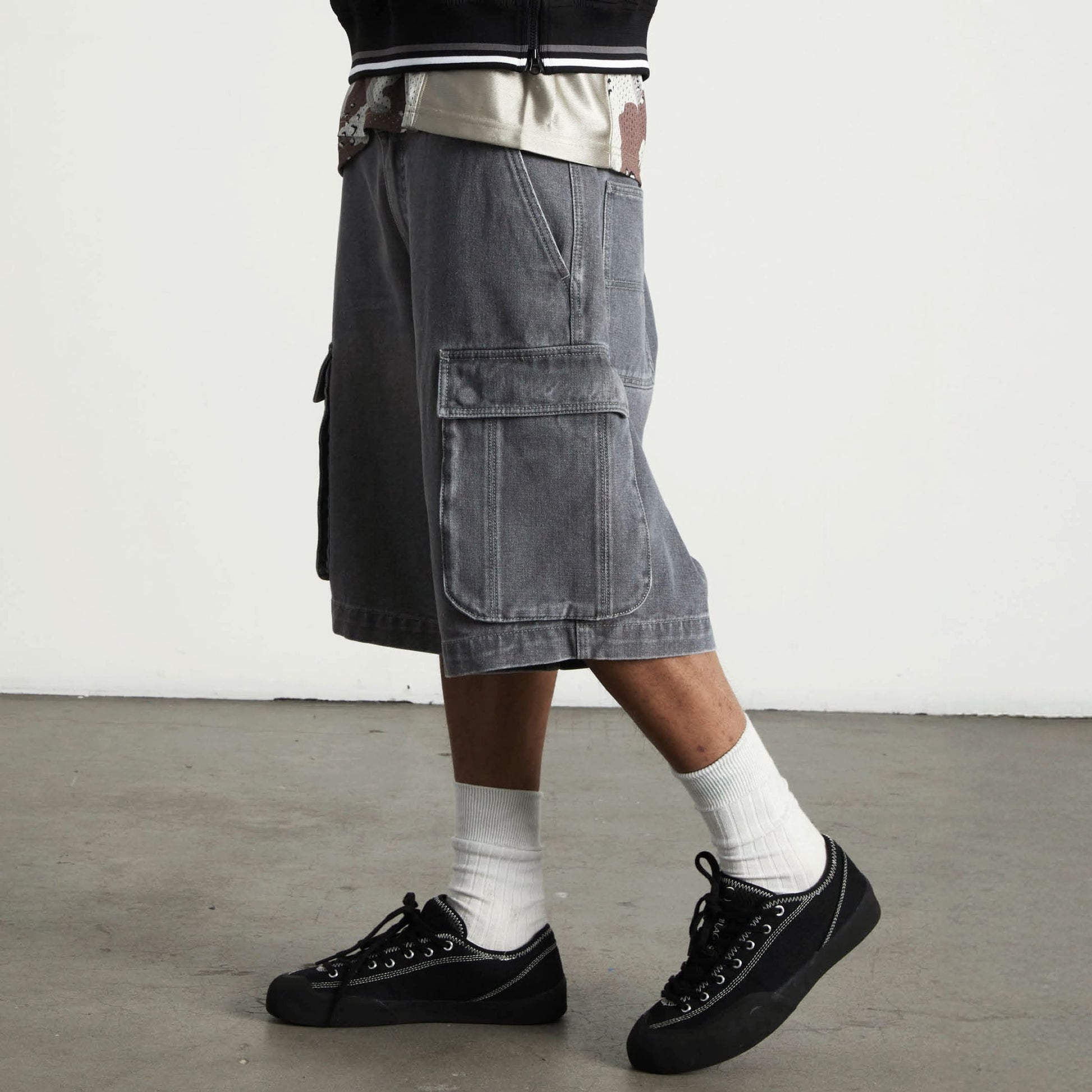 Huf Oval Denim Cargo Short Frost Gray