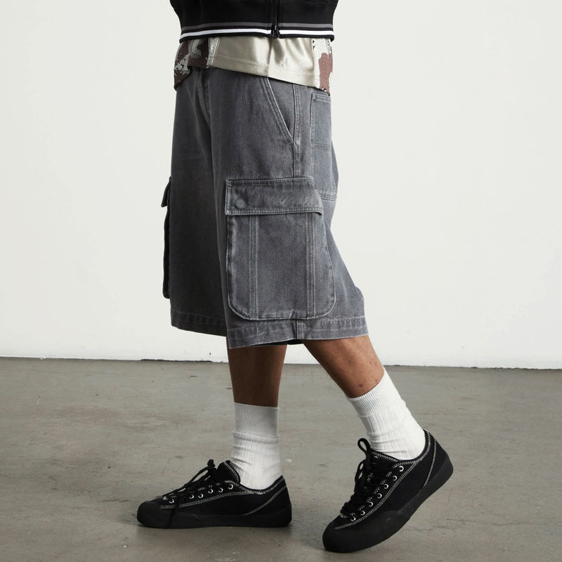 Huf Oval Denim Cargo Short Frost Gray