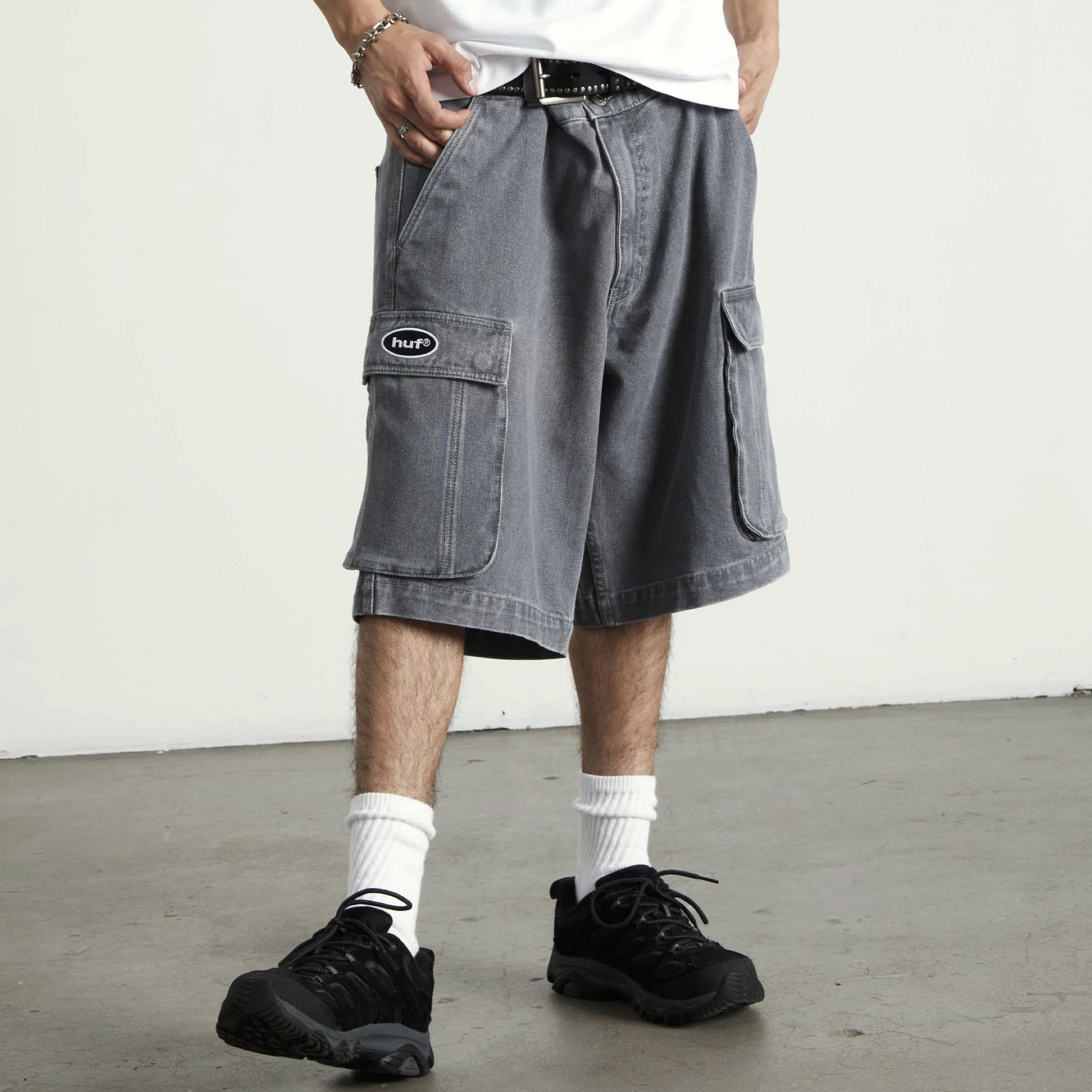 Huf Oval Denim Cargo Short Frost Gray
