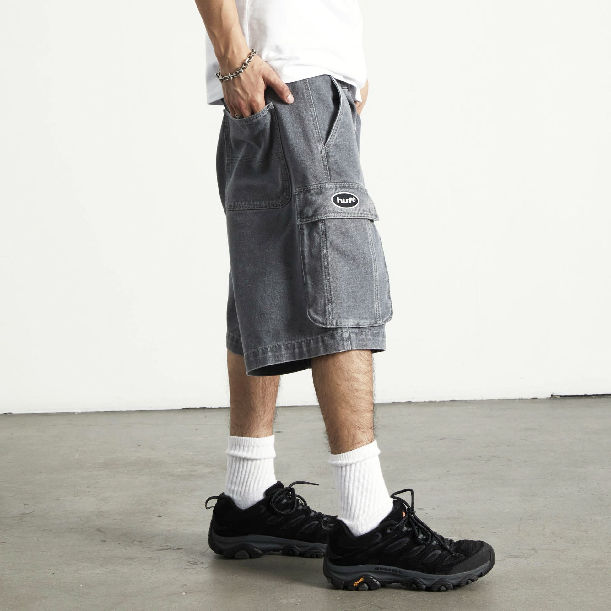 Huf Oval Denim Cargo Short Frost Gray