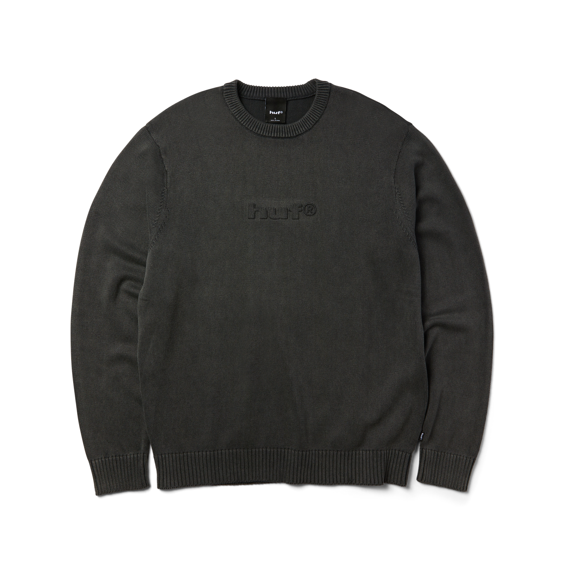 Huf Pacific Wash Embossed Crewneck Sweater Black
