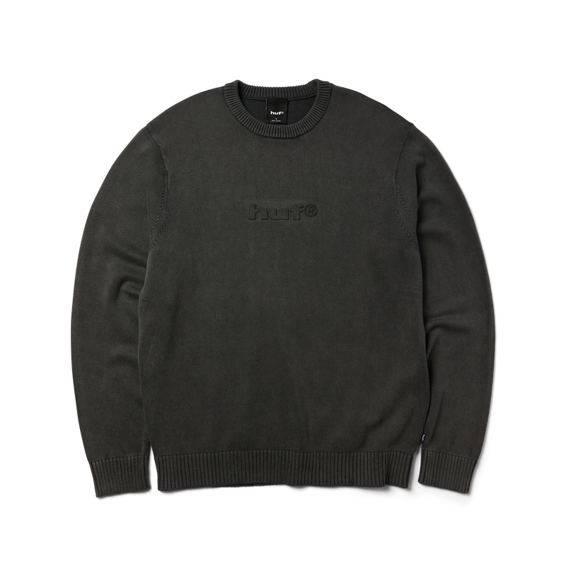 Huf Pacific Wash Embossed Crewneck Sweater Black
