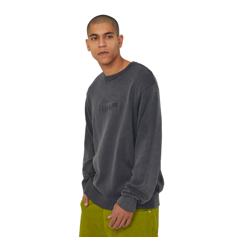 Huf Pacific Wash Embossed Crewneck Sweater Black
